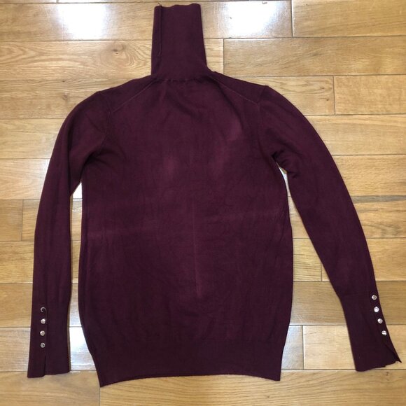 Zara Fine Knit Burgundy Turtleneck With Gold Studded Cuffs Size XL - Picture 4 of 10